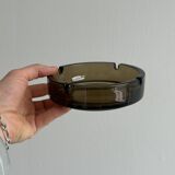 Thick smoked glass ashtray