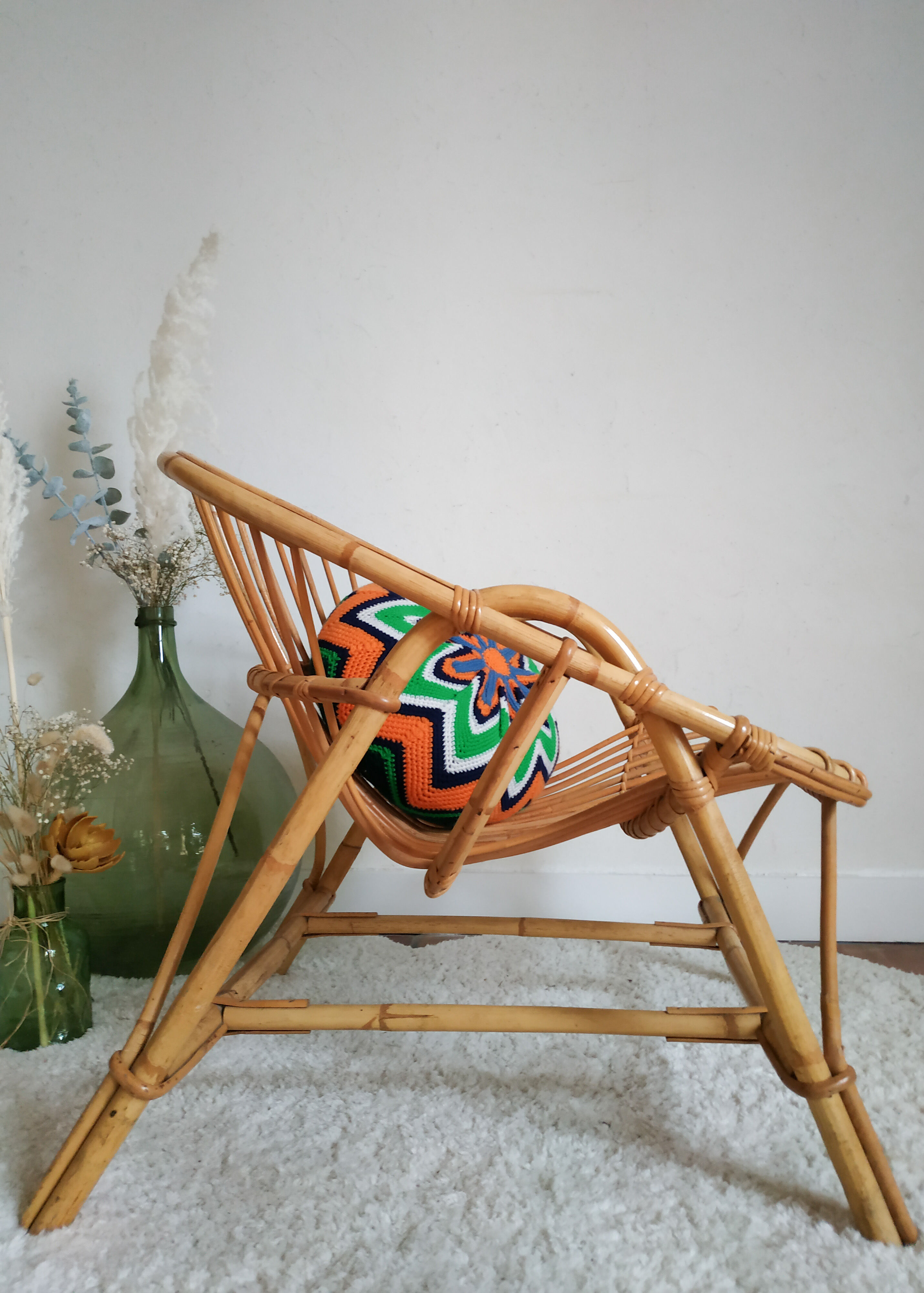 Adult chair shaped rattan basket