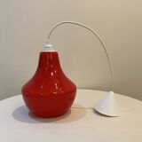 Red Opaline Glass Pendant Light 1970 Space Age Ceiling Lamp Free Form Orange