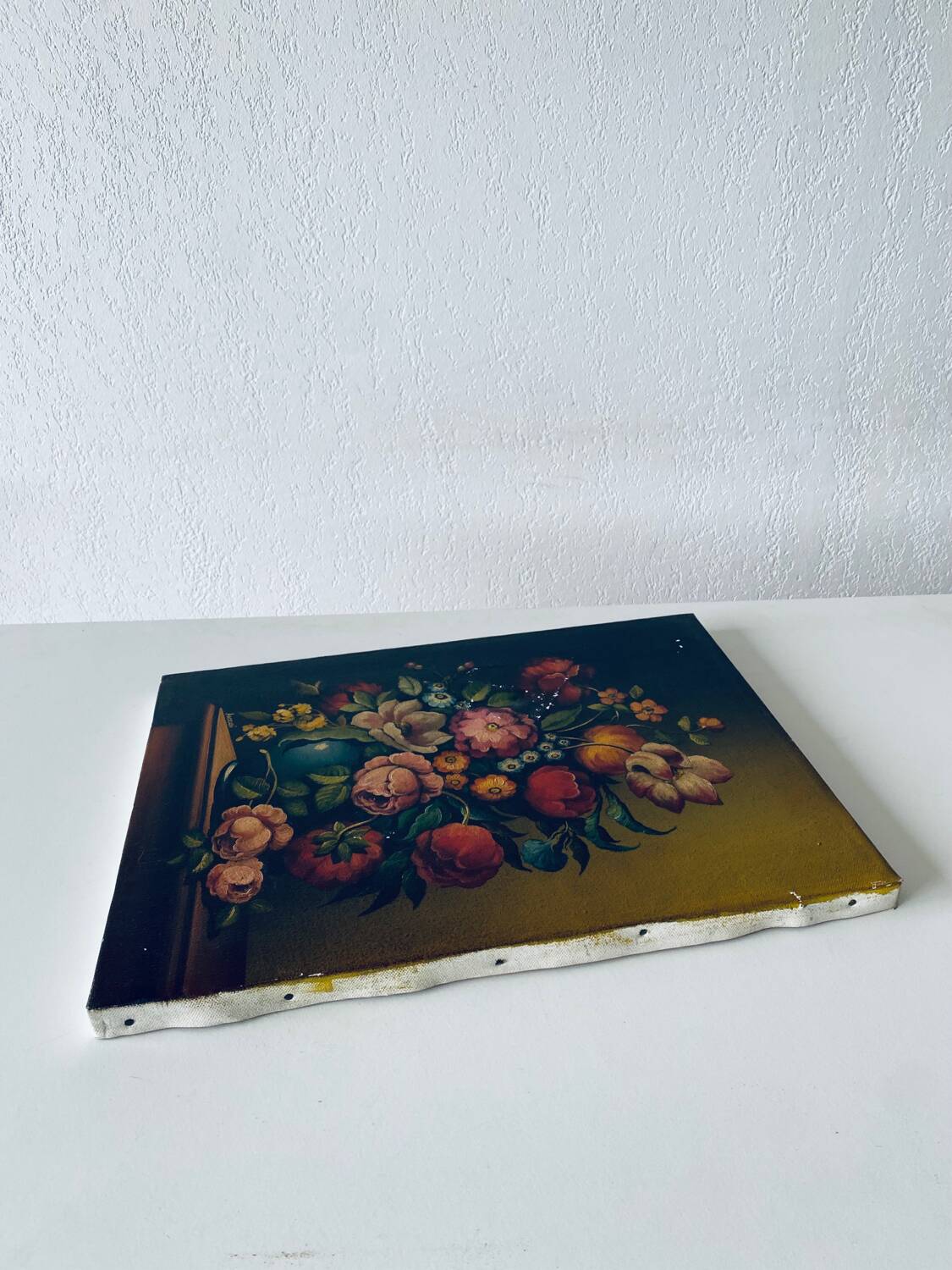 Oil on canvas bouquet of flowers signed Anceschi