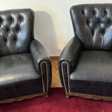 Lot de 2 fauteuils Chesterfield