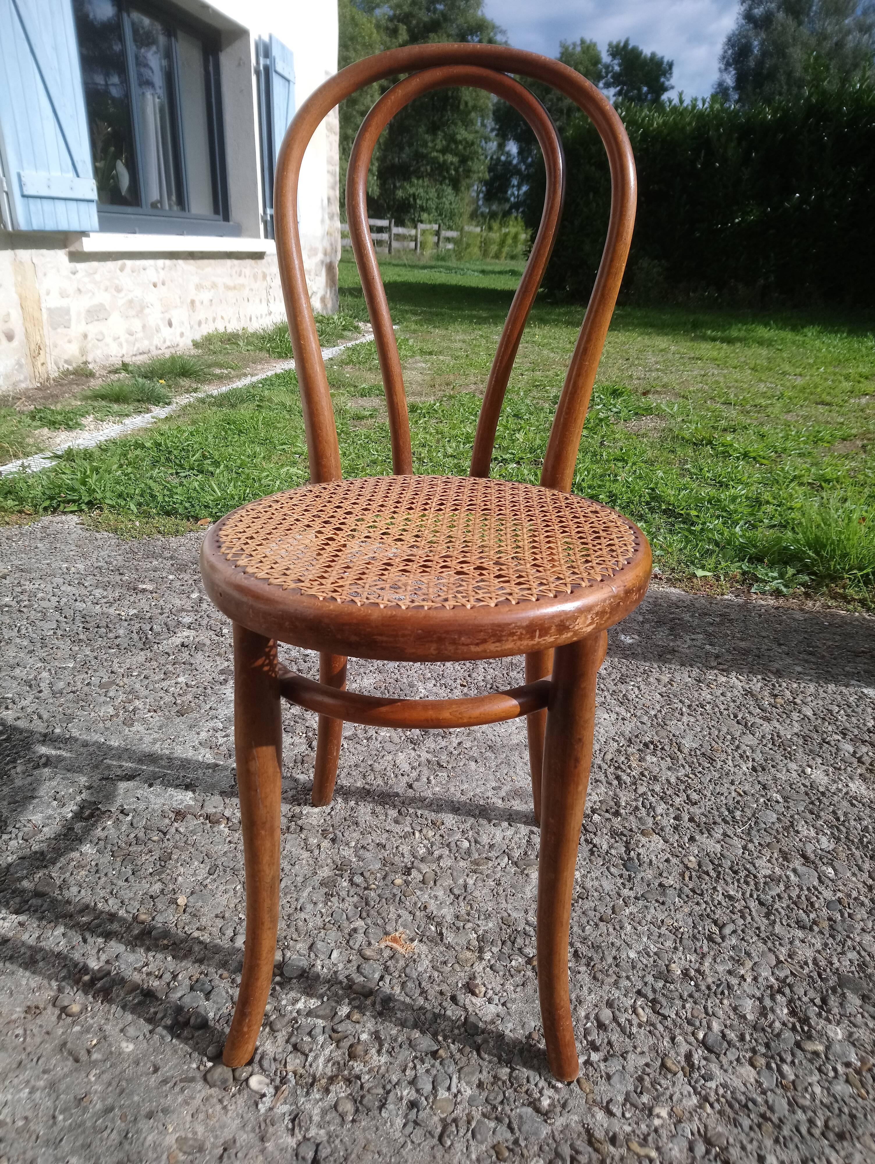 Bistro chairs stamped Thonet, caned, 1930s, No. 18