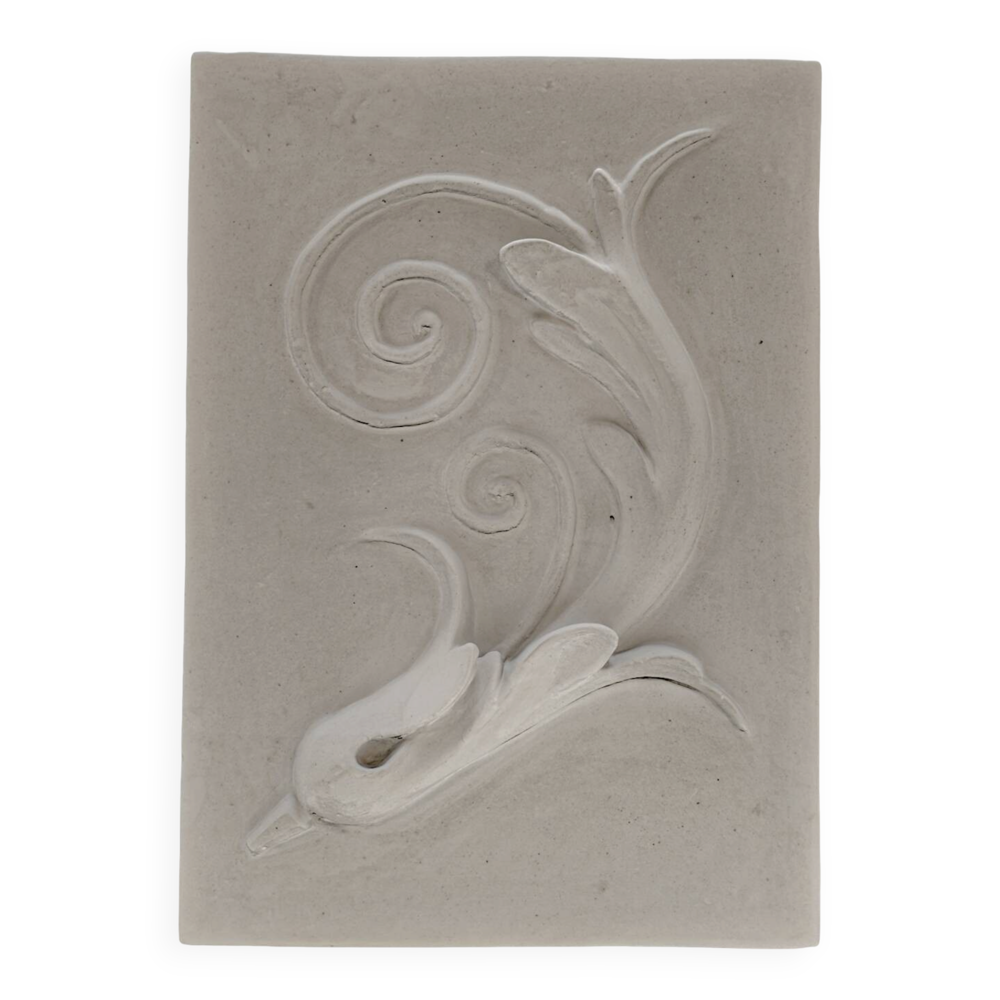 Plaster bas-relief of an acanthus leaf.