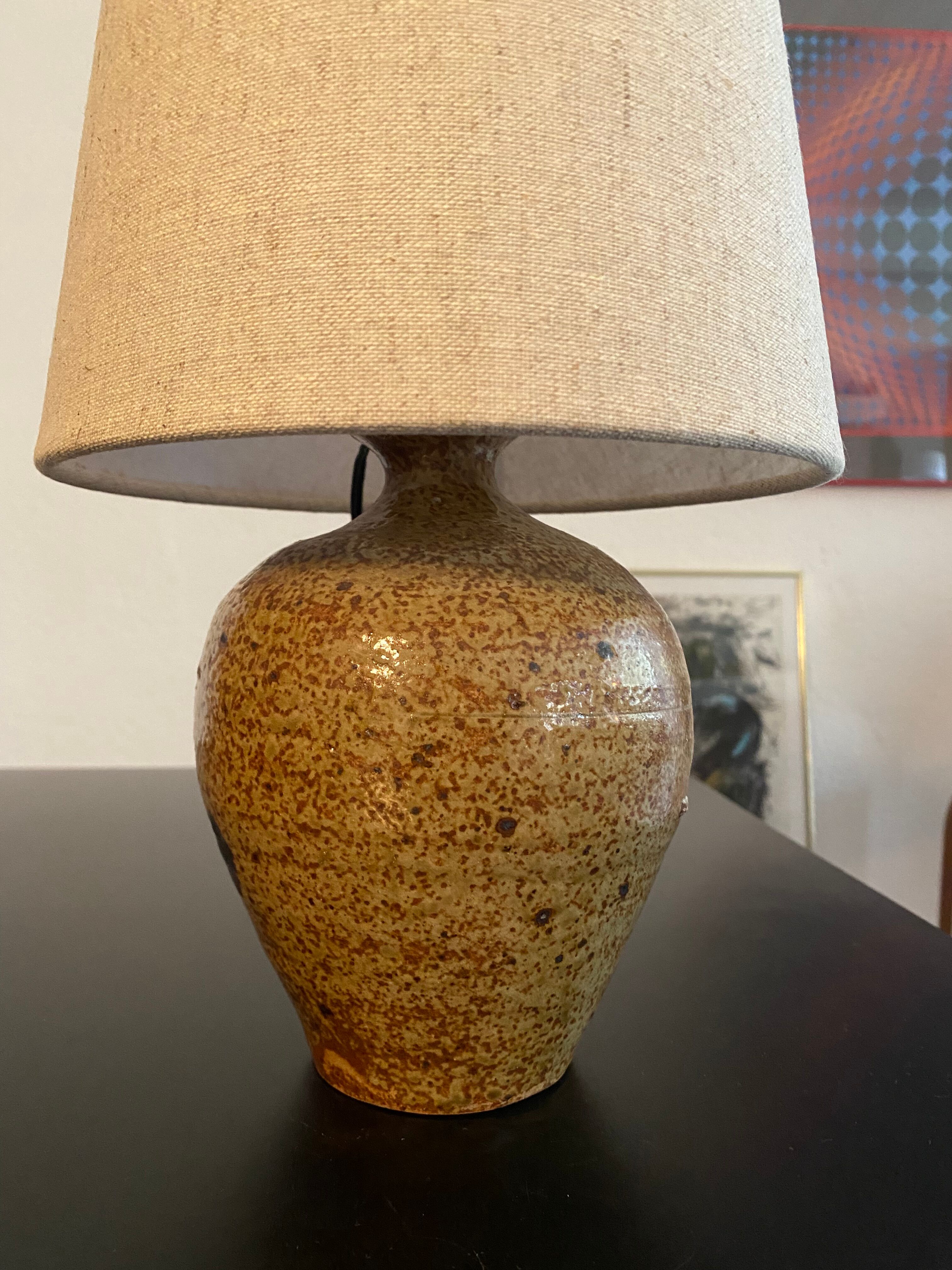 Vintage pyrity stoneware lamp