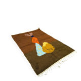 Moroccan wool rug with traditional colourful patterns, size 140 x 260 cm.