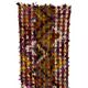 Vintage Handwoven Turkish Kilim Runner Rug with Colorful Pom Poms