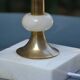 2 white alabaster and brass bedside lamps from the 60s