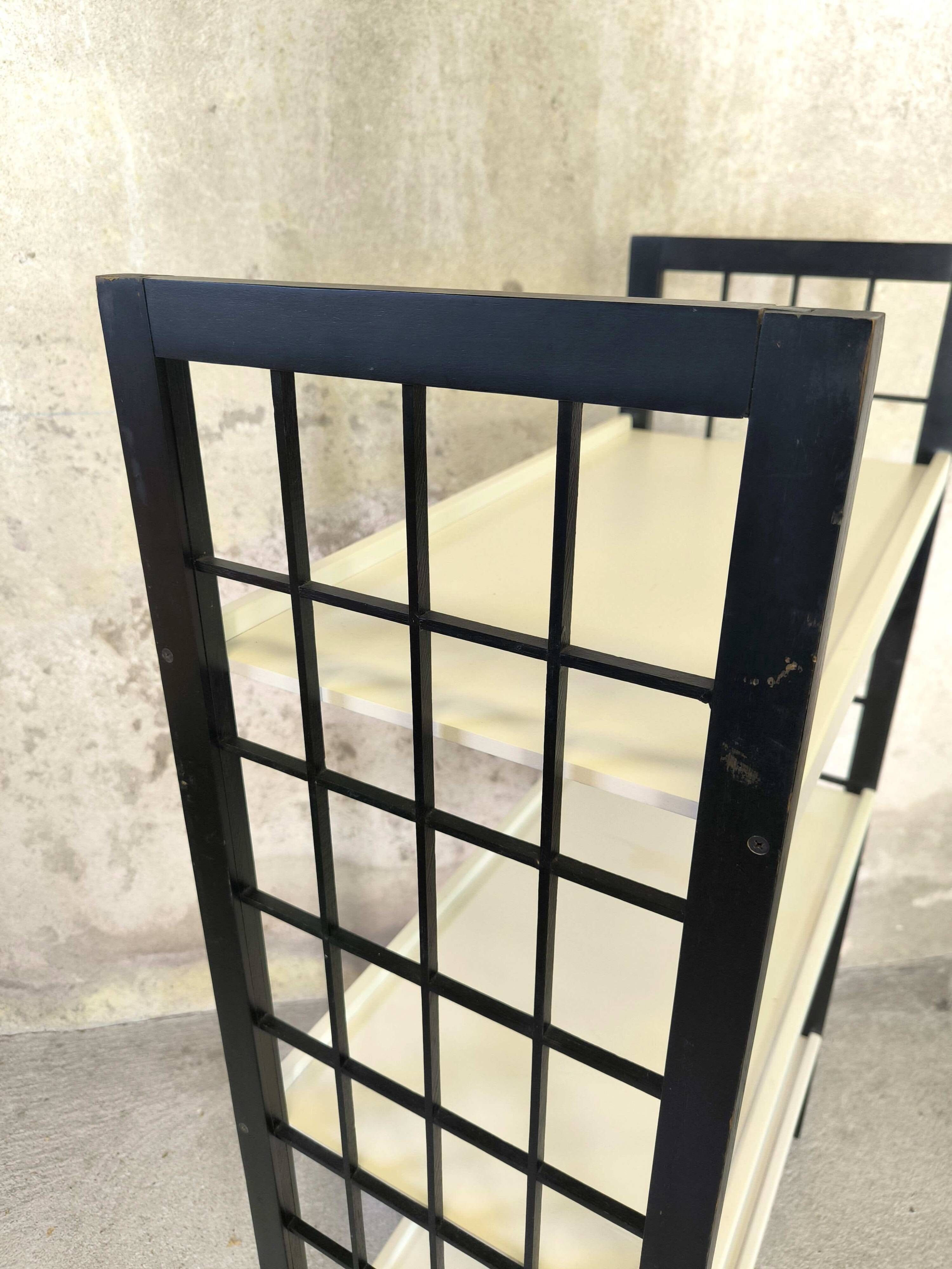 Vintage shelf in black and white wood