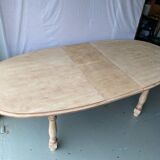 Refurbished vintage farmhouse dining table in solid raw oak wood
