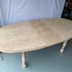 Refurbished vintage farmhouse dining table in solid raw oak wood