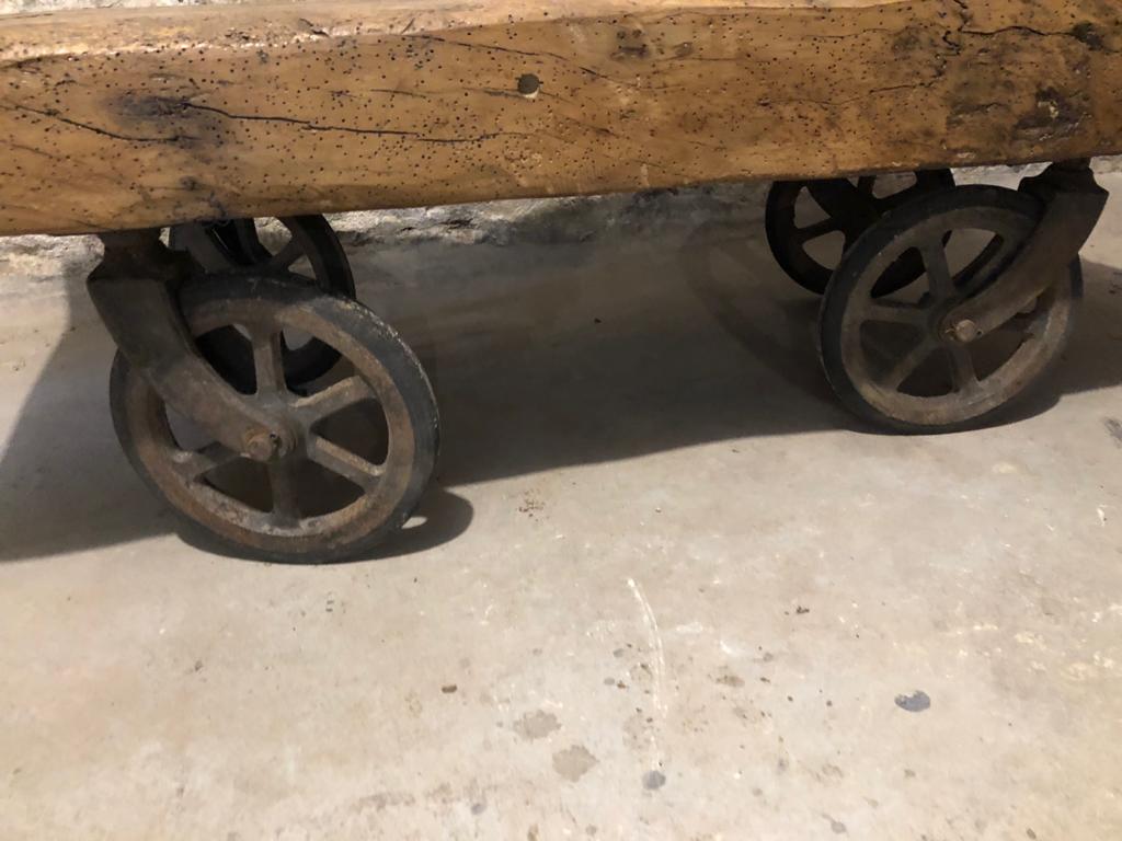 Metal wood industrial coffee table