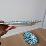 Vintage Gmundner Keramik Serving Oval Plate / Austria / Green Flamed / 2