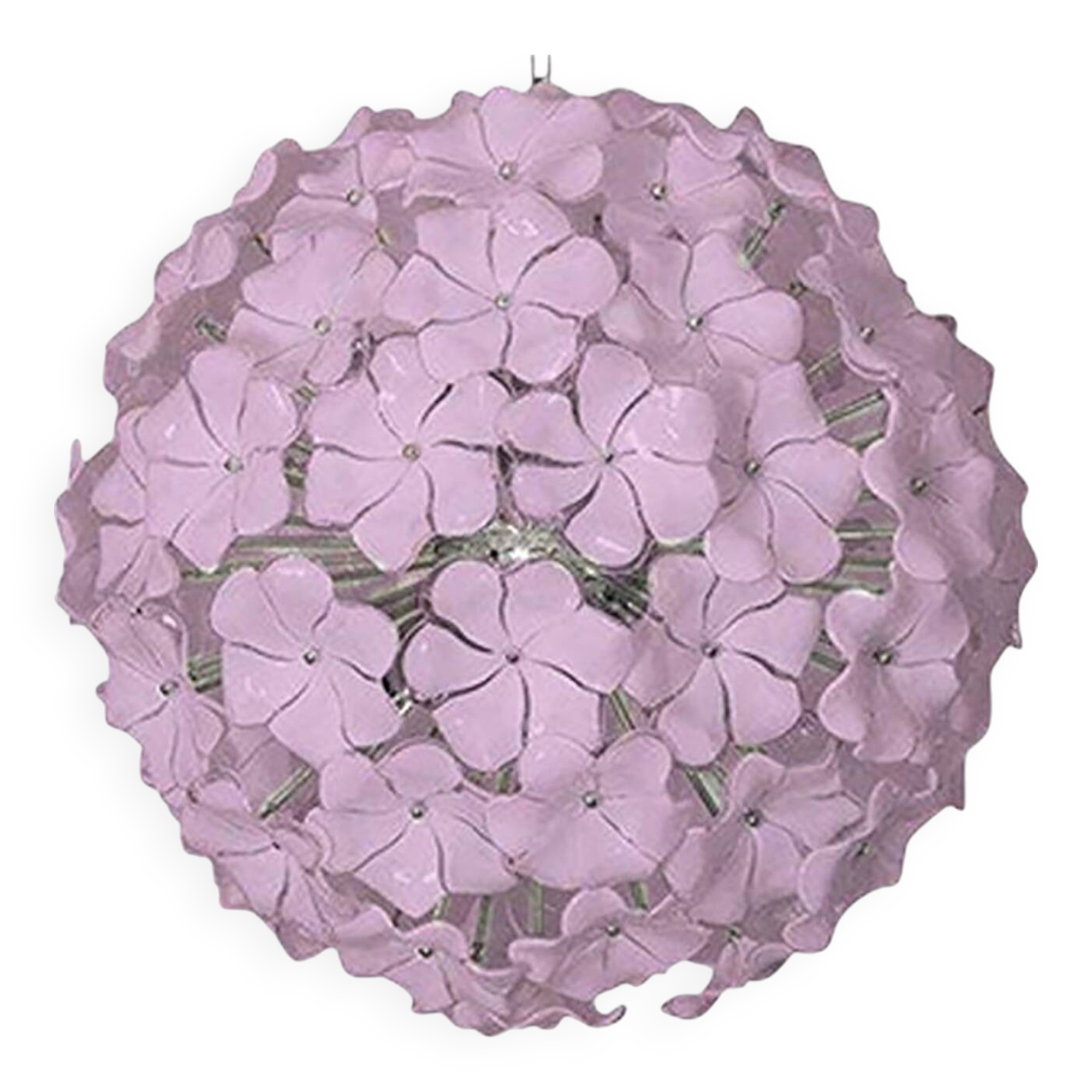 Modern Venetian Pink Flowers Glass Sputnik Chandelier