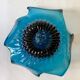 Large blue blown glass fruit bowl