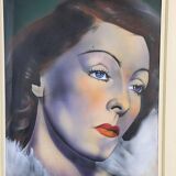 Gouache painting 1935 portrait french cinema actress gaby morlay 1893-1964