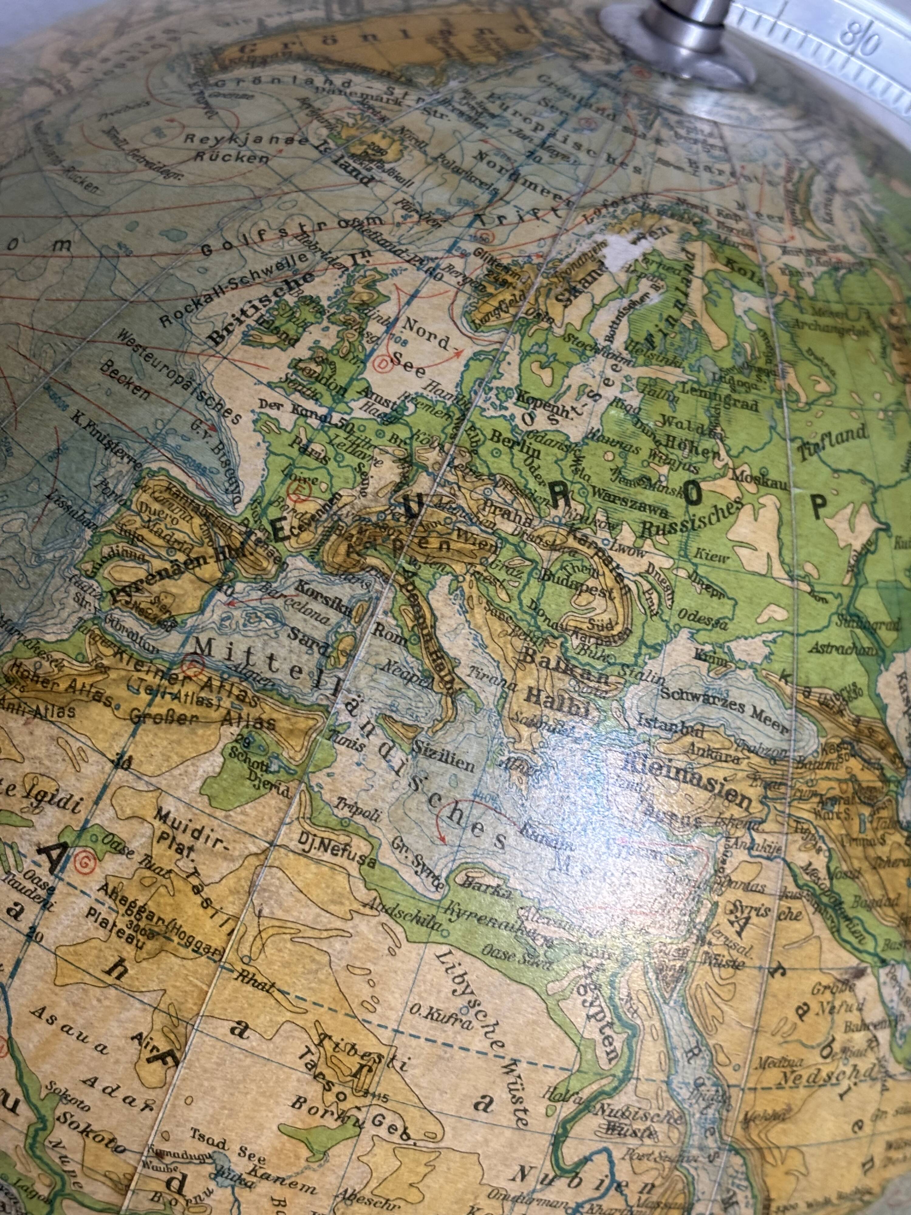Vintage globe 1950/1953 terrestrial Räth world map ex-GDR - 52 cm