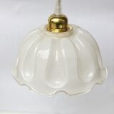 Pendant lamp with vintage globe in white opaline