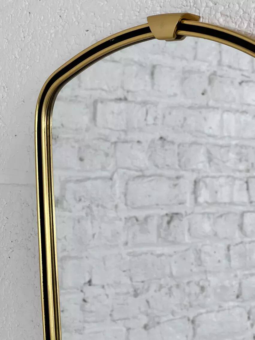 Rear view mirror and free form from the 60s brass frame highlighted with black