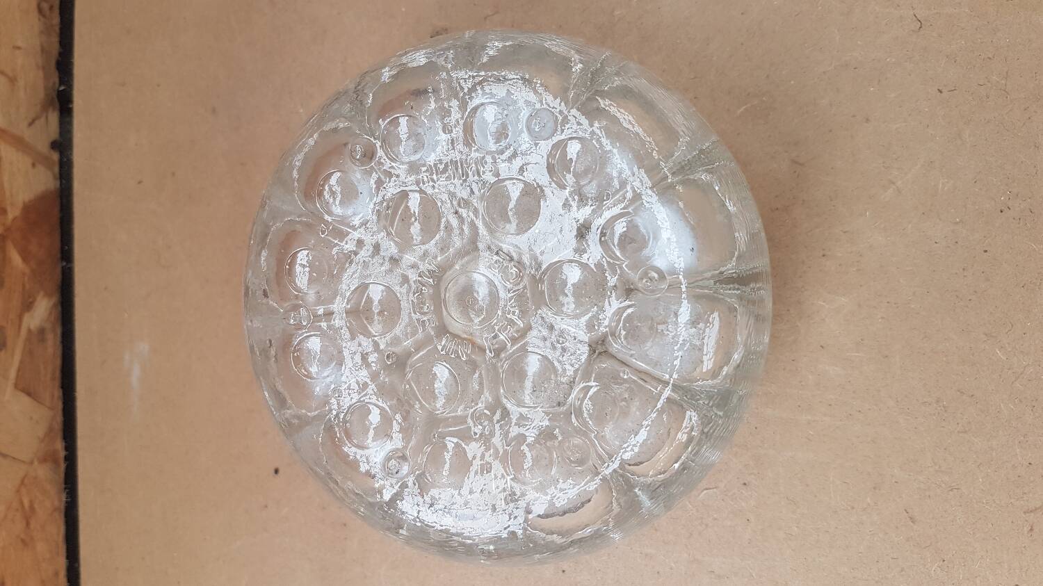 Paire ancien vase pique fleurs verre moulé made in france vintage