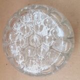 Pair old vase pique flowers molded glass made in france vintage
