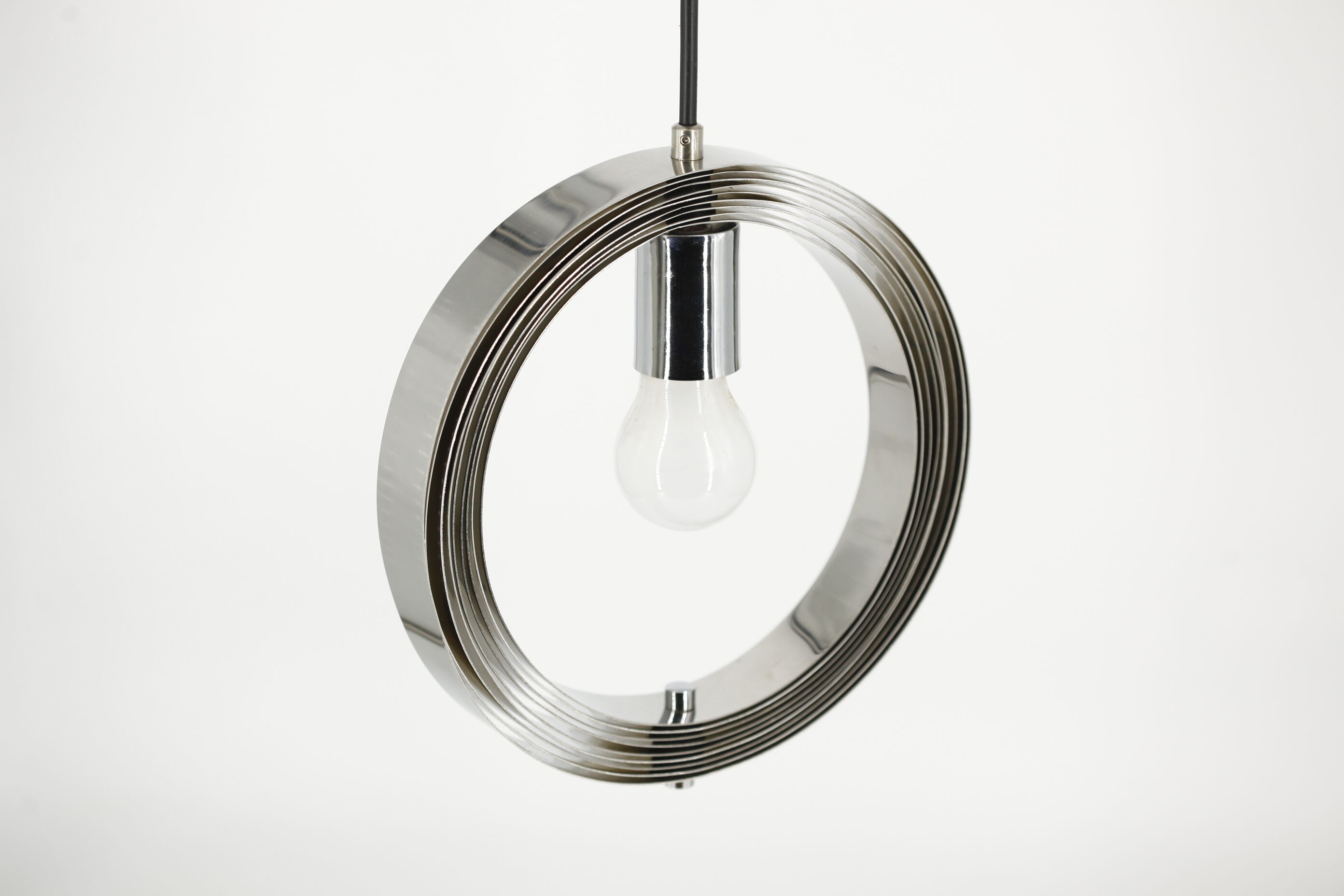 Ceiling lamp moon spiral chrome space age vintage spain 70's