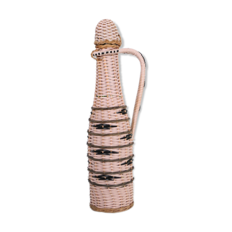Bouteille scoubidou rose et noire vintage années 60