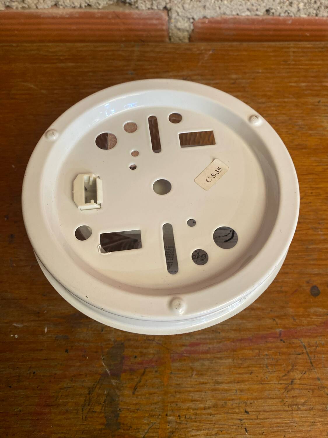 Plafonnier applique ancienne verre moulé + support metal blanc vintage