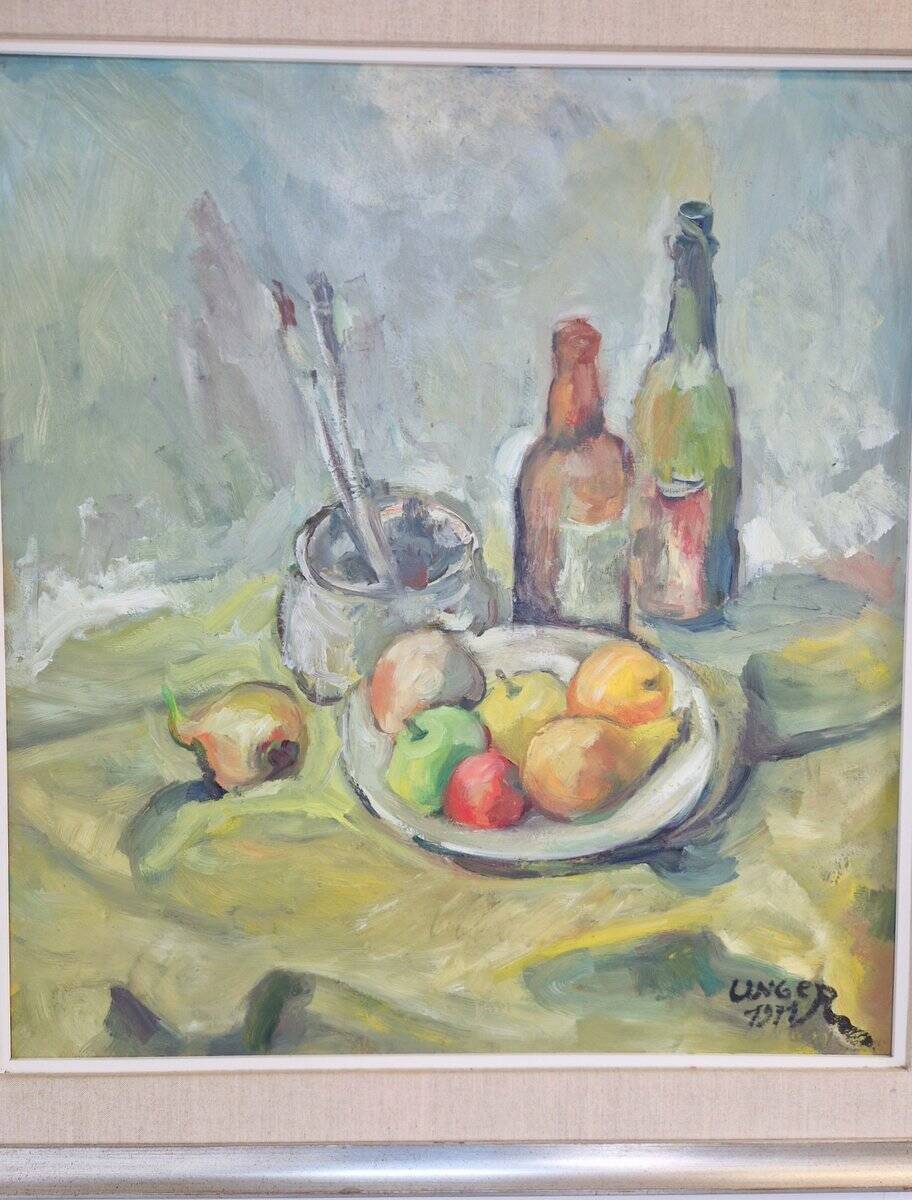 Wolfgang Heinz Unger, Colorful Still Life, 1971, Oil Painting, Framed