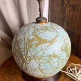 Spherical ceramic lamp with bark texture