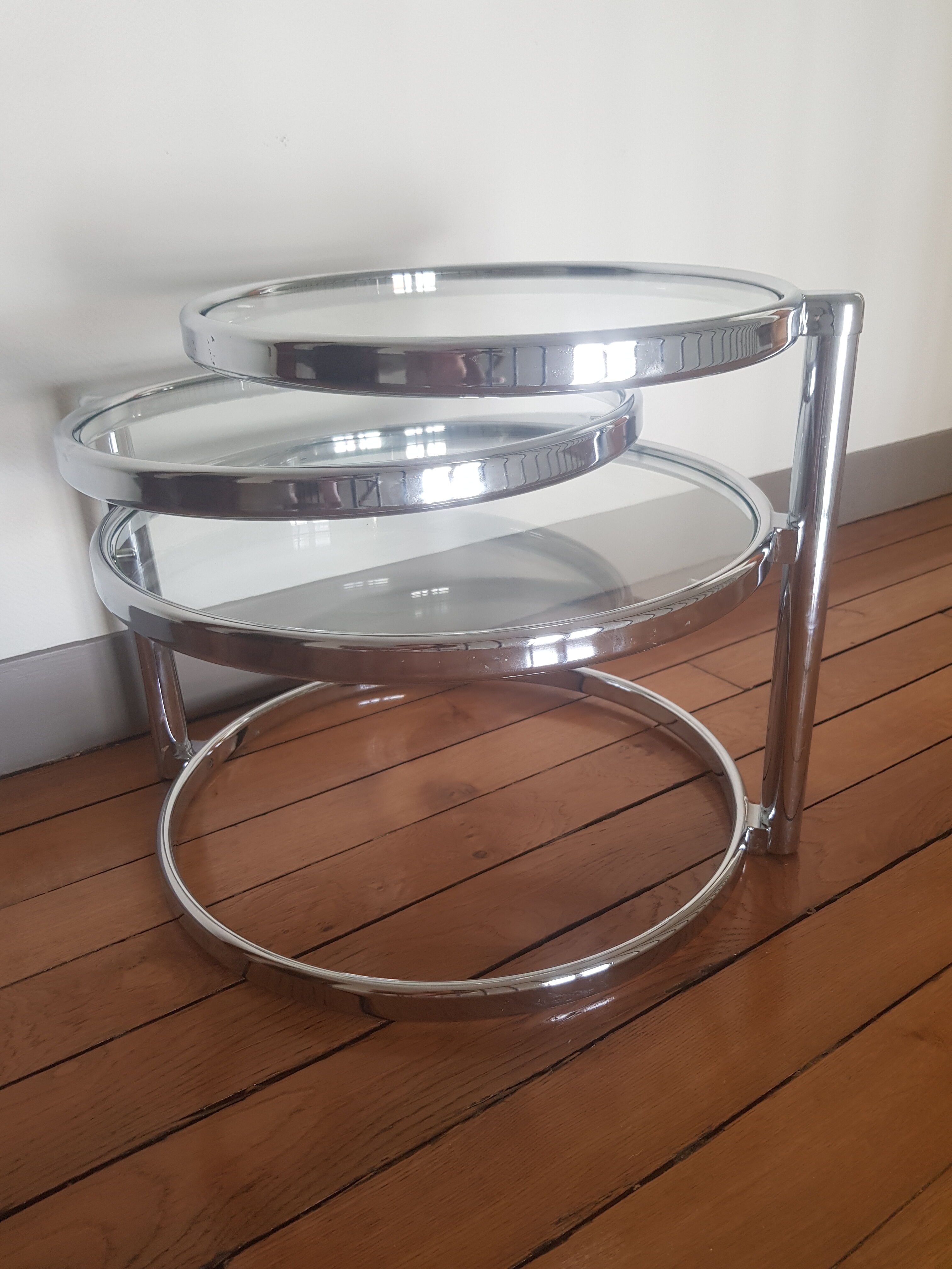 Glass and chrome coffee table