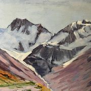 Painting "Mountain", oil on hardboard