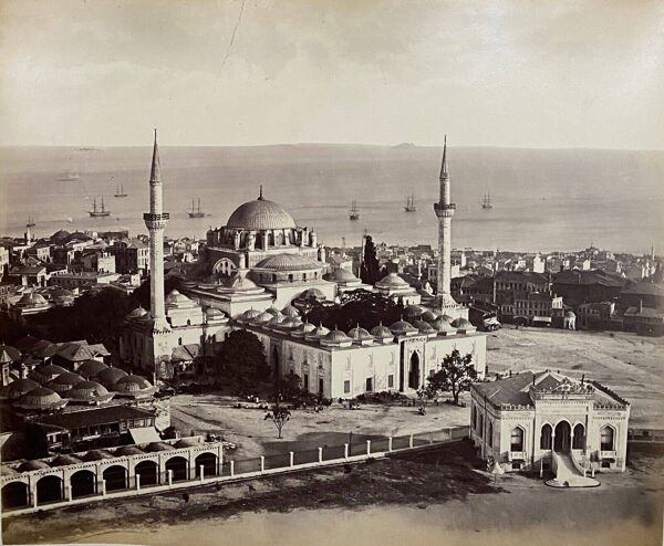 Photo Constantinople Mosquée de Bayazel XIXe albumine carton contrecollé