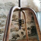 Vintage industrial stool, Metal and Wood