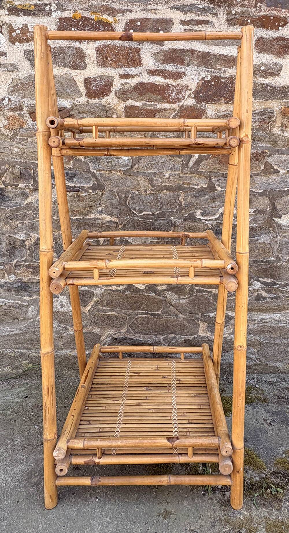 Bamboo shelf "Atelier Riviera" 3 levels, foldable, vintage, 1960s