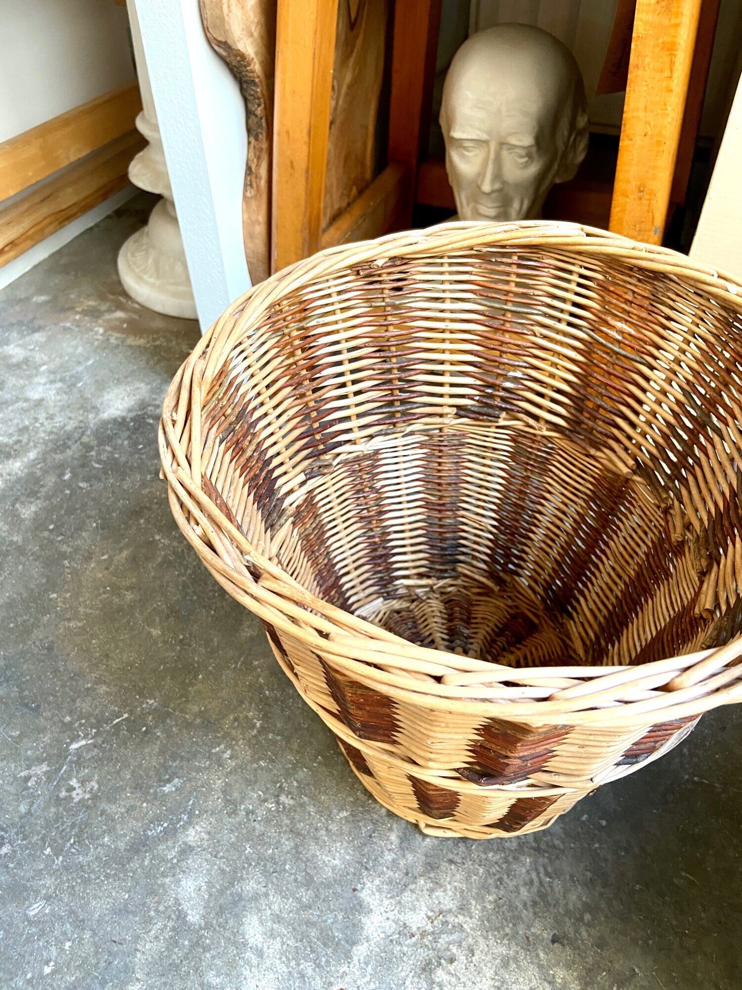 Braided wicker basket