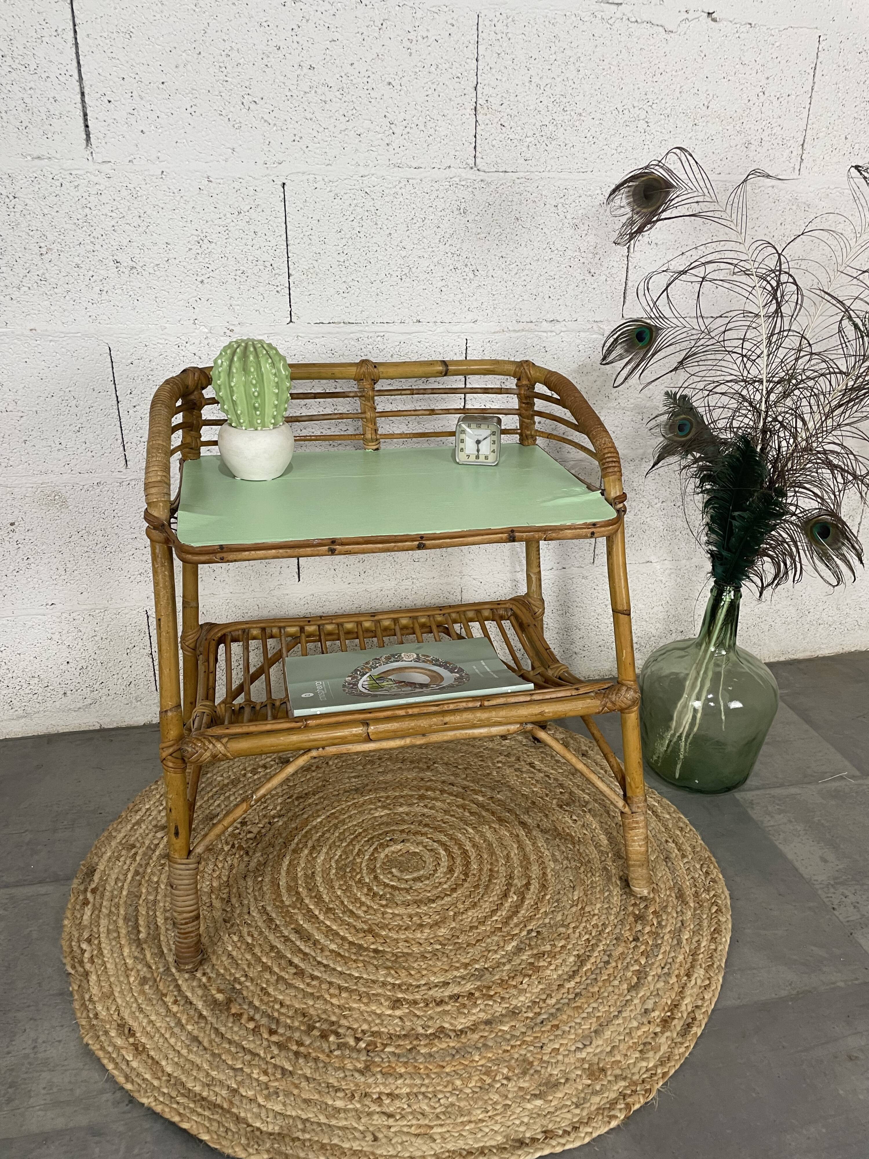 Vintage rattan bedside table