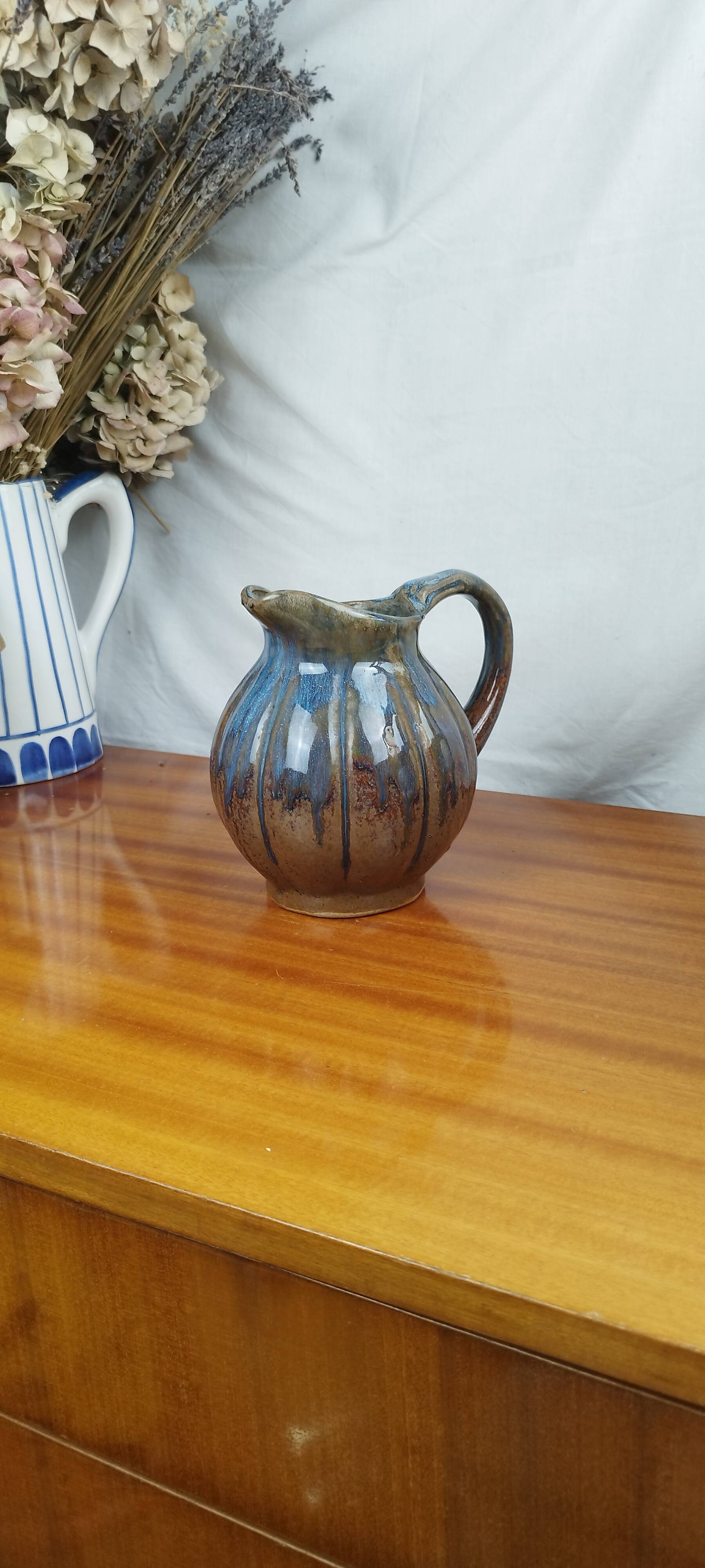 Stoneware Pitcher or Carafe in the Shape of a Pumpkin, Art Deco Period 1930s