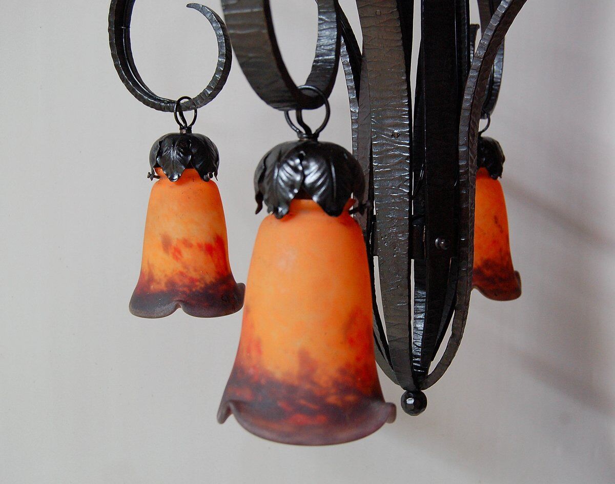 Art deco chandelier by nics frères et degué