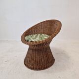 Pair of italian wicker lounge chairs, 1960's