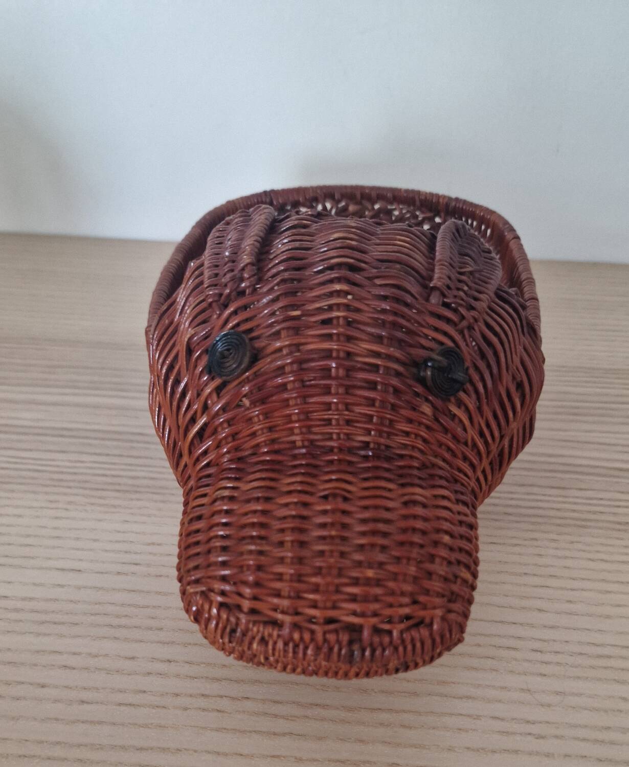 Hippopotamus zoomorphic wicker basket