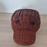 Hippopotamus zoomorphic wicker basket