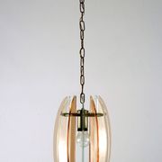 Mid-Century Italian pink and clear thick glass chandelier by Veca. Italy 1960s