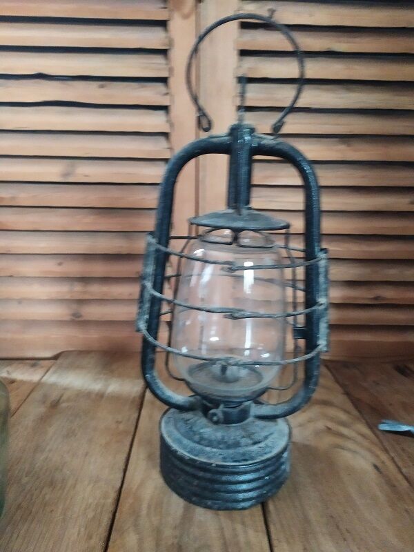 Very old black oil storm lamp