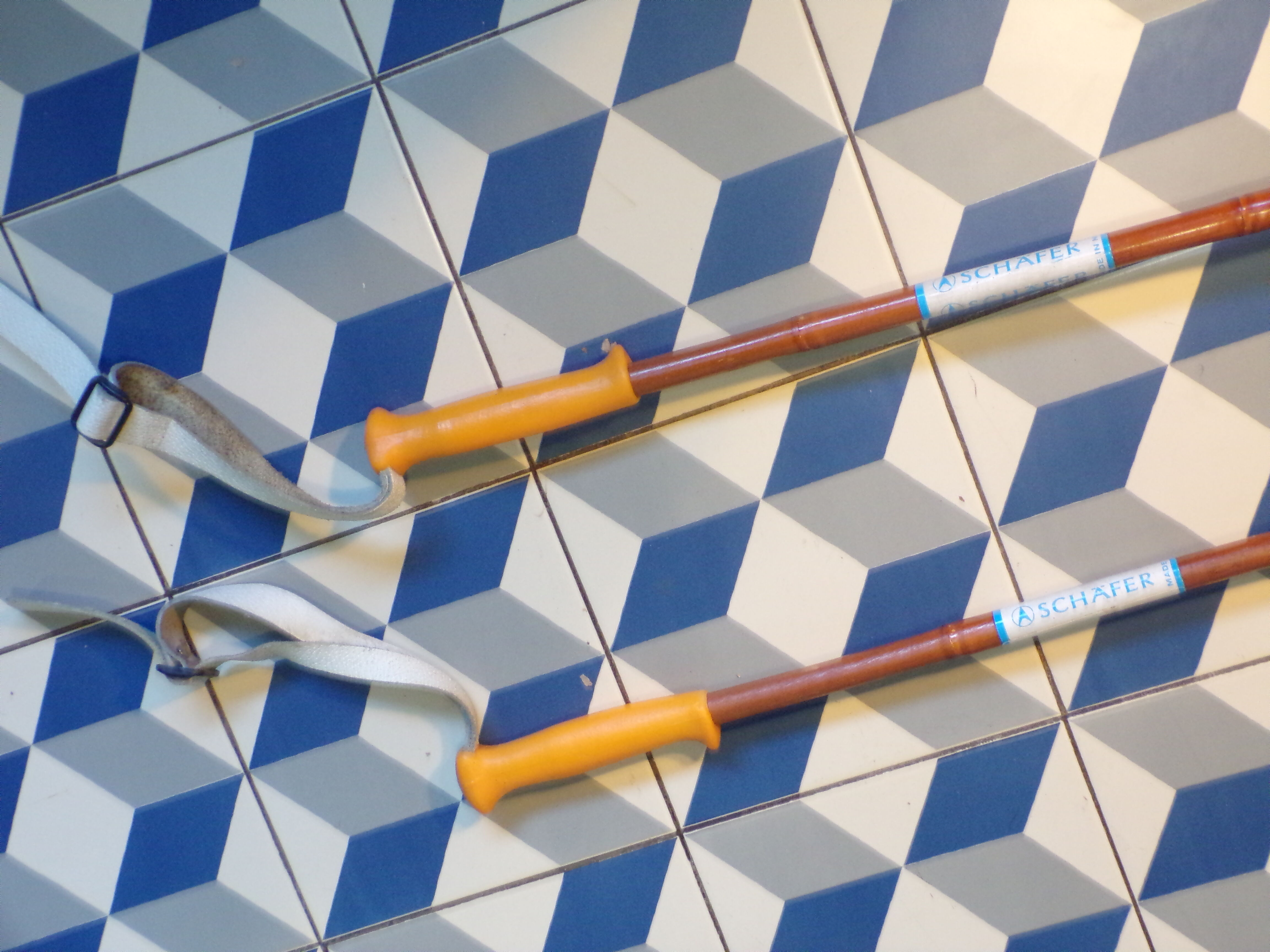 Pair of vintage reed ski poles