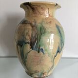 Incurvé signature enamelled terracotta flared neck vase