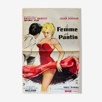 Affiche cinéma originale "La Femme et le Pantin" Brigitte Bardot 40x60cm 1958