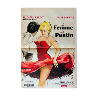 Affiche cinéma originale "La Femme et le Pantin" Brigitte Bardot 40x60cm 1958