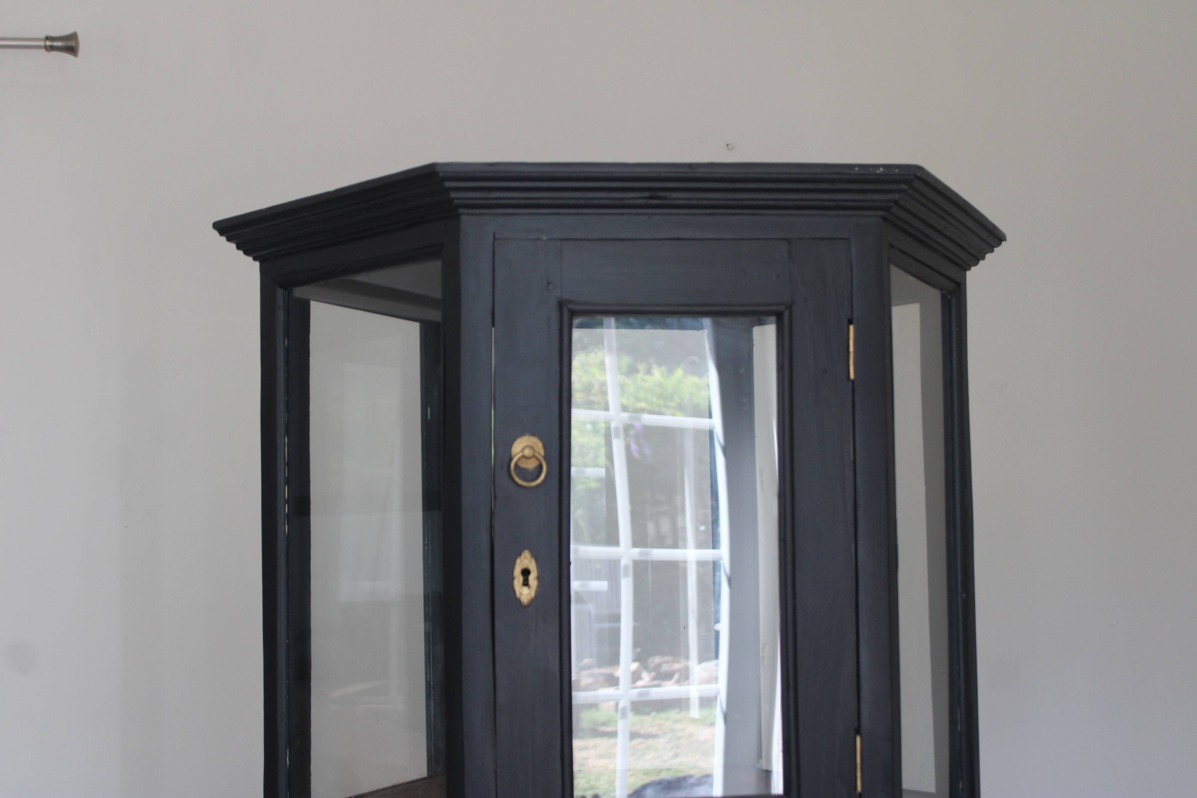 Antique black hexagonal display cabinet – 180 cm