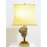 Mid-century table lamp in pyrite stone - original shade