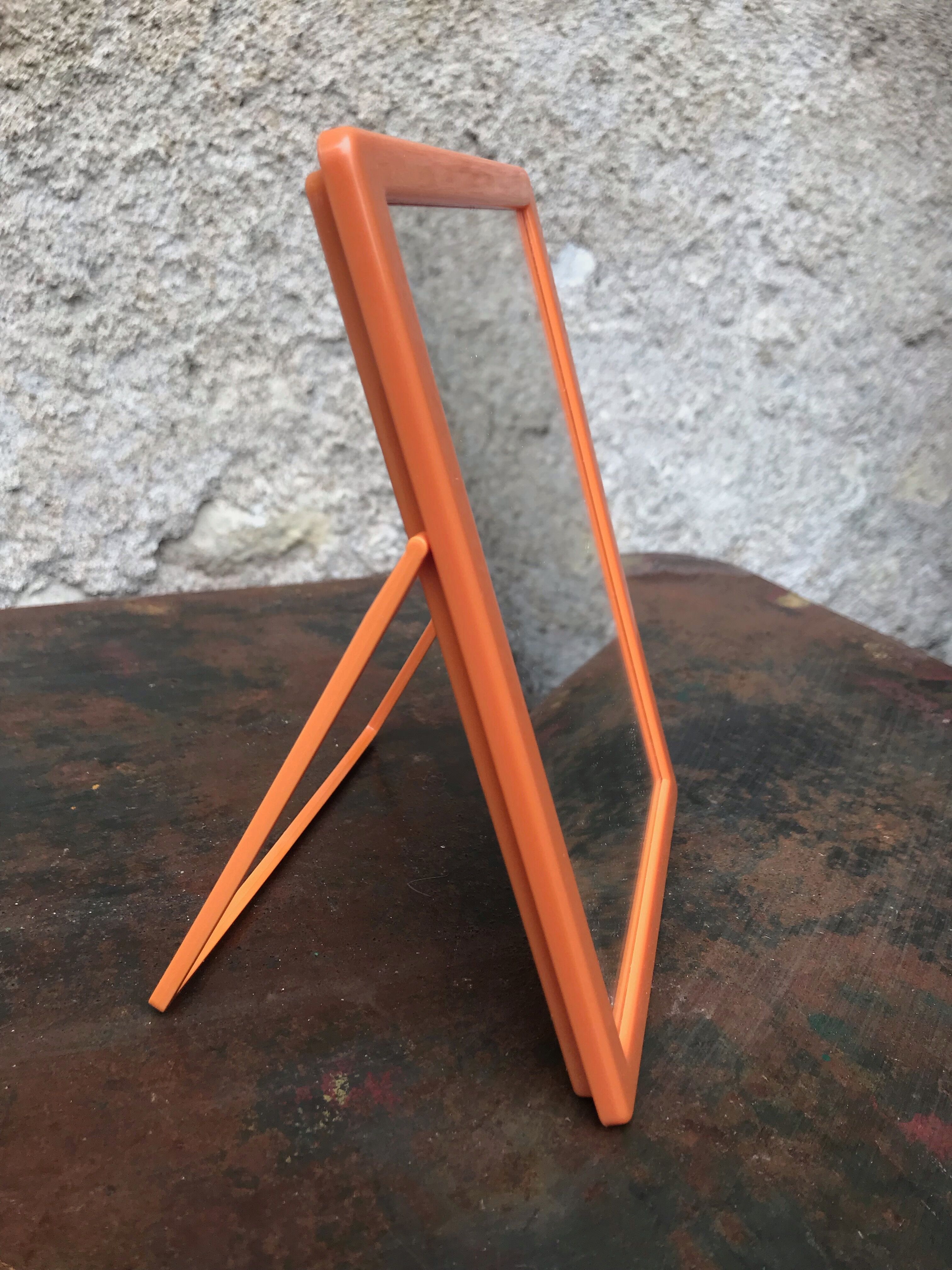 Orange vintage barber mirror 14x19cm